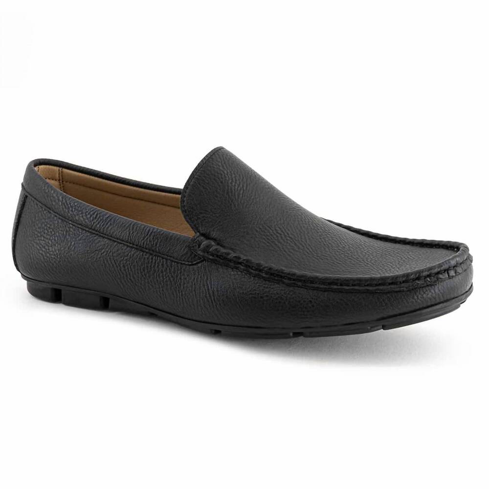 NEW FERRATO men's textured slip-on loafer in black